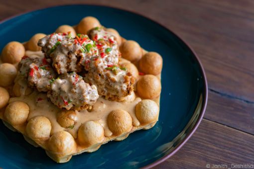 Cheesy Chicken Bubble Waffles