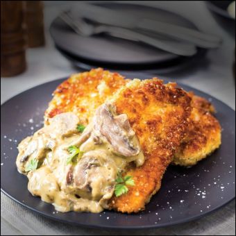 CHICKEN SCHNITZEL WITH MUSHROOM