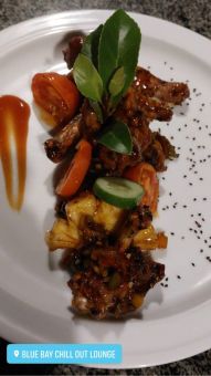 BBQ Chicken Wings with French Fries