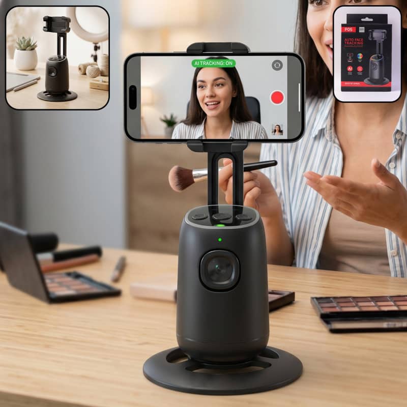 AI Face Tracking Mobile Holder Hands-Free 360 Video Streaming