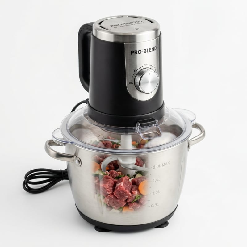 Electric Stainless Steel Food Processor & Meat Grinder (2 Litre)
