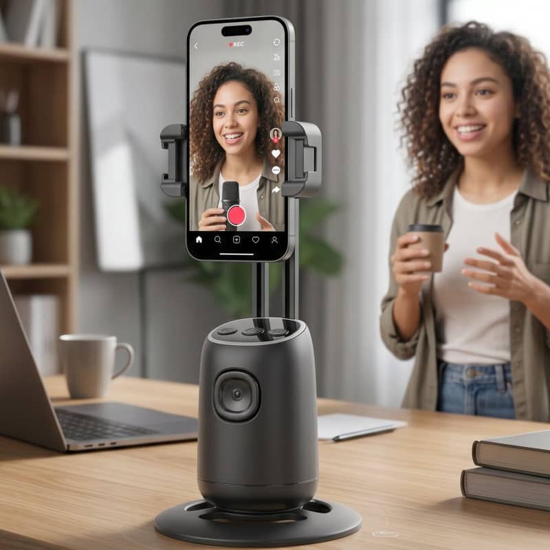 AI Face Tracking Mobile Holder Hands-Free 360 Video Streaming thumbnail 4