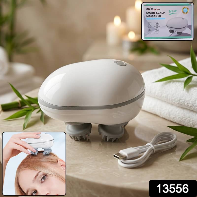 Electric Scalp Massager Portable USB Rechargeable with 4 Heads thumbnail 2