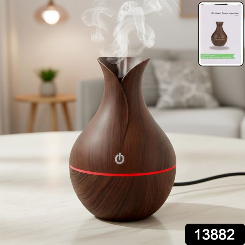 Mini Wooden Humidifier Ultrasonic Mist Diffuser with LED thumbnail 2