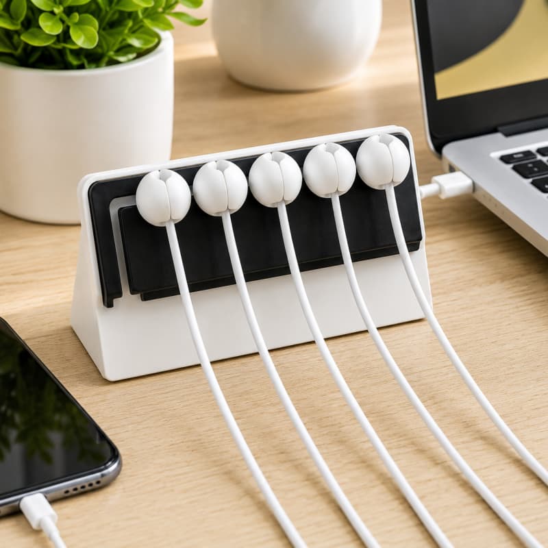 Adhesive 5 Slot Cable Cord Holder