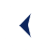 A blue arrow head pointing left on a white background.