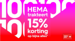 15% korting op bijna alles met een HEMA pas bij besteding van €20