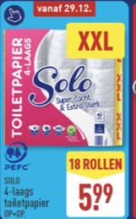18 rollen SOLO 4-laags toiletpapier voor €5,99 bij de Aldi