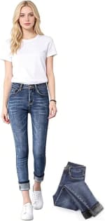 Pantalones Vaqueros Cintura Alta Forro Polar por $149 | Amazon