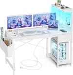 Grandder Escritorio Gaming 120x50 cm Enchufe LED RGB Estantes Abatibles por 59,99€