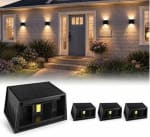 T-Sun 4 piezas aplique solar de pared exterior 3000K moderno cuadrado negro IP65