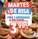 Pizzas Medianas a recoger todos los Martes por solo 3,99€ desde la APP