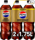 2 botellas Pepsi zero sin cafeína con cero azúcar y calorías de 1.75 litros por 2.19€