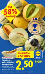 2 stuks Cantaloupe-, galia- of Matisse honingmeloenen voor €2,50 bij de Lidl