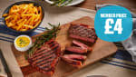 2 ranch steaks + skinny or sweet potato fries - £4 members / £5 non members
