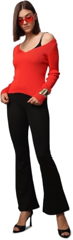 ONLY dames Broek Onlfever Stretch Flaired broek voor €12,50 bij AMazon