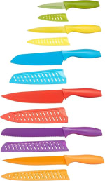 Amazon Basics 12-Piece Knife Set, Multicolor for £8.40