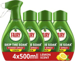Fairy Skip the Soak Dish Power Spray Cleaner Lemon Kit 1 Trigger + 4 x 500ML Refill