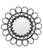 Wall Mirror BABAI 60 cm 60 cm Rattan Black voor €29,99 bij Bellani
