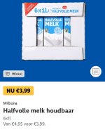 6 pakken melk voor €3,99 met de lidl plus app
