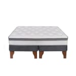 Cama Europea Stella 2 Plazas 150x190 cm Base Colchón Madera Gris por $189.990