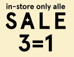 3 halen 1 betalen op alle sale of 20% extra korting bij 3 bij Shoeby