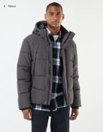 Doudoune épaisse à capuche zippée - Gris à 15€