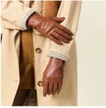 Gants en cuir marron foncé femme à 11,99€