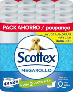 48 rollos Scottex Papel Higiénico Megarollo de 2 capas por 18,90€