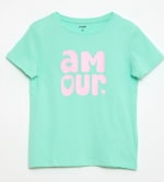 Camiseta estampada con mensaje y manga corta - Verde 2.50€