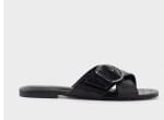 Sandalia plana abierta con hebilla,de mujer color negro TEX por 4.99€