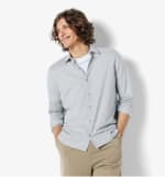 Chemise en maille coton slim - Bleu clair à 15€