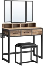 VASAGLE Tocador con Taburete Acolchado con 3 cajones por 89.99€