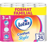 Papier toilette LOTUS Style x24 Rouleaux Format Familial à 6,74€