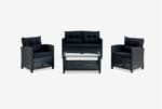 Ensemble lounge MORA 4 personnes noir à 185€