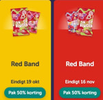 50% cashback op Redband waterpret, snoepringen of pret letters via Tikkie