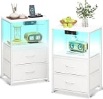 Mesitas de Noche, con Enchufe, 2 Puertos USB y Tira de Luces LED, 59.99€