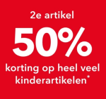 2e kinderartikel 50% korting bij Scapino