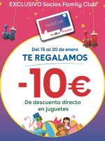 10€ descuento en pedidos superiores 40€ por ser del Family Club válido en tiendas