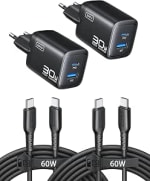 2 cargadores INIU USB C, 30W PD GAN Cargador Carga Rápido y Cable 60W por 16.99€