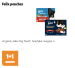 1+1 gratis op Felix kattenvoer maaltijdzakjes bij Poiesz