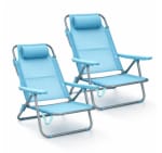 Pack de 2 Sillas de Playa Reclinables Plegables con Reposacabezas por 39.88€