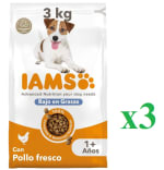 3 x IAMS Pollo Alimento seco para perros adultos 3 kg bajo en grasas por 14.97€