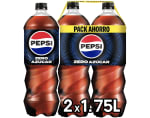 Pepsi Zero Refresco de cola sin azúcar en pack de 2 botellas de 1,75 l por 2,42€