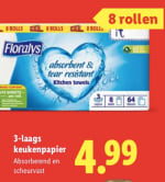 3-laags keukenpapier 8 rollen voor €4,99 bij de Lidl