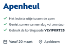 Gebruik de code bij Apenheul voor 25% korting op de tickets