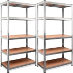 2 Estanterías metálicas galvanizadas Nyana Home 5 baldas 180x90x40cm por 35,94€