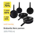 Tot 70% stapelkorting op Brabantia Nero pannen bij de AH