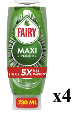 4 x Fairy Maxi Poder Líquido Lavavajillas 730ml por 11.55€