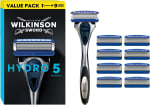 Wilkinson Sword Hydro 5 Men’s Razor, 1 Reusable Handle + 9 Blades Refills Pack - £10.